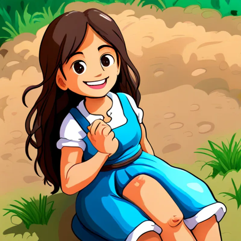 Cabello marrón, túnica blanca, sonrisa amorosa despidiéndose con amor del pueblo
