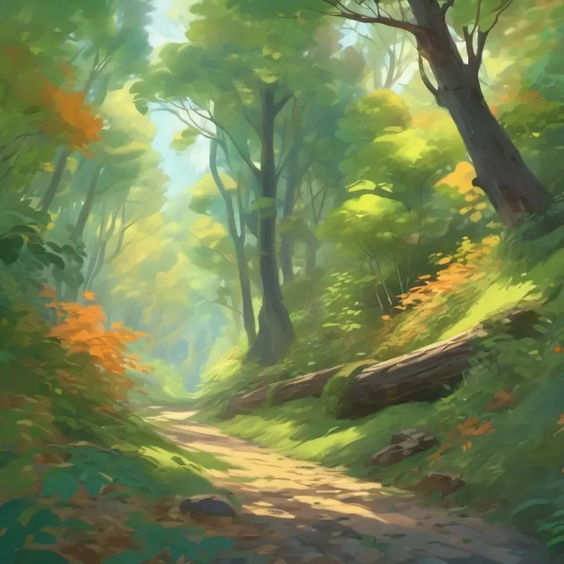 Suddenly, a sound in the forest with leaves rustling and a crash, causing a breeze through the trees.