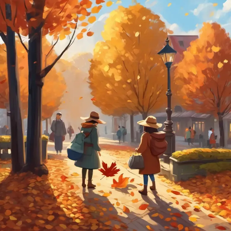 Collecting autumn leaves, purposeful activity.