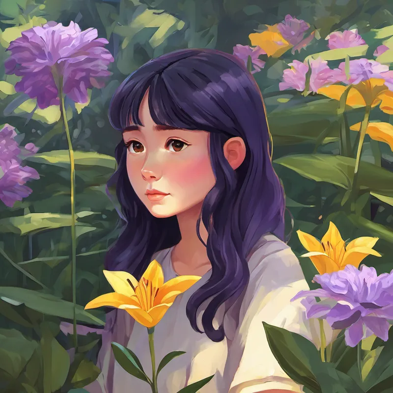One day, during lunch break, Lily noticed a new girl sitting alone, looking sad and lonely. She had long, black hair that seemed to droop like a wilting flower. Lily's heart filled with empathy, and her hair turned a gentle shade of purple, indicating her compassionate mood. She approached the new girl and introduced herself, trying to make her feel welcome. As their friendship grew, Lily realized that her hair served a greater purpose than just changing color. It helped her connect with others on a deeper level. Whenever her classmates felt down or stressed, her hair would transform into a warm shade of yellow, radiating comfort and happiness. It brought them solace and reminded them that they were not alone.