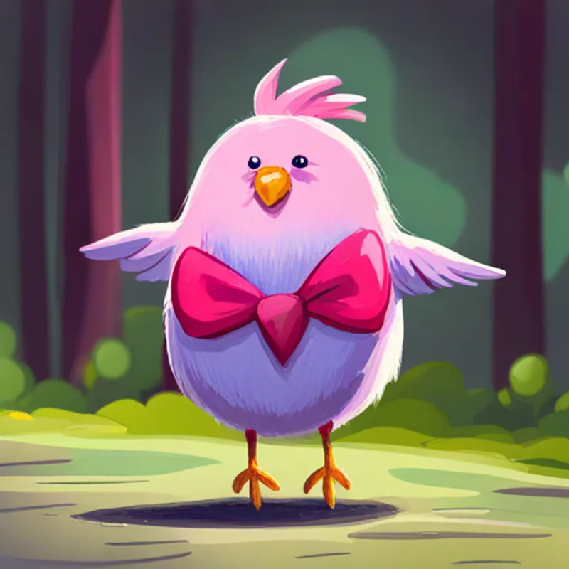 Everyone amazed by Pink bird with a big heart, wears a purple bow's bravery and quick thinking