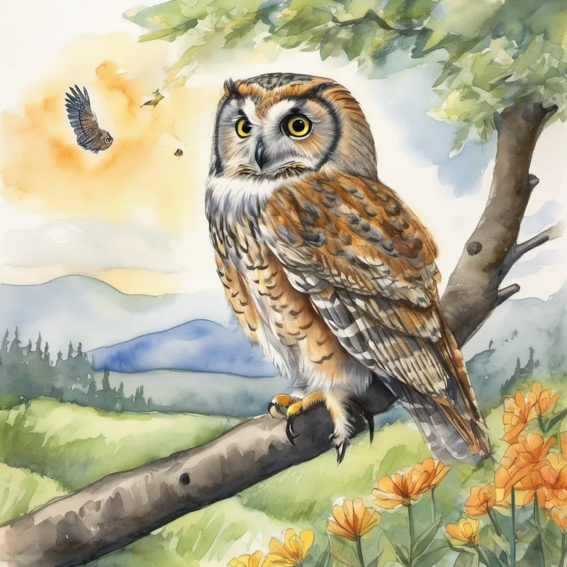 Charlie realized he needed to train and solve problems to become a strong flier. Owl suggested a plan to help Charlie. "First," Owl said, "we need to build your wing muscles. Fly up to the highest branch in the garden, using your current strength. Then, perch there for a while and practice fluttering your wings up and down." Charlie did as Owl advised. He flew as high as he could and perched on the branch. Every day, he practiced flapping his wings up and down. He would imagine himself soaring over the colorful flowers and dancing with the clouds.