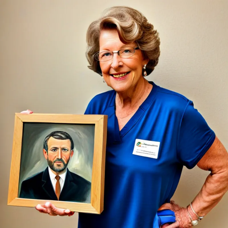 Ben's mom holding a box of art supplies