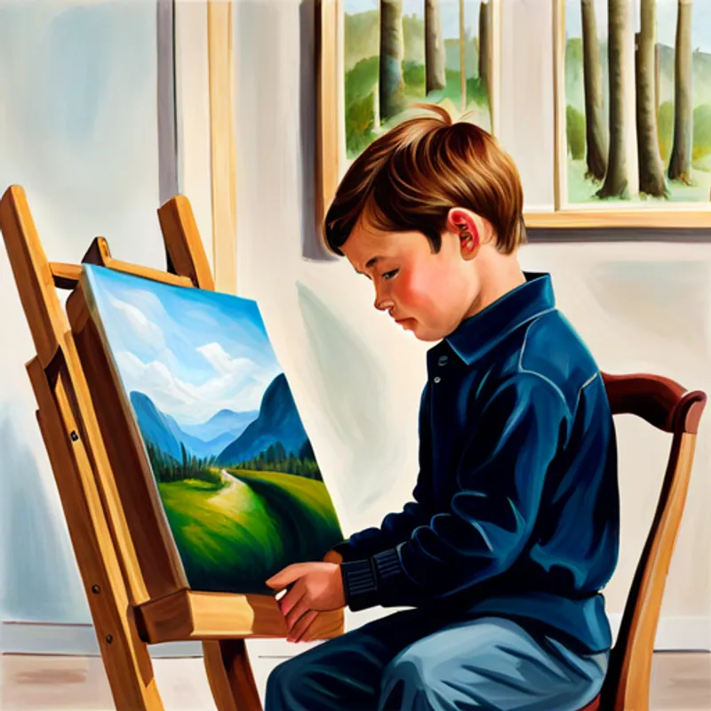 Ben imagining a beautiful painting in his mind