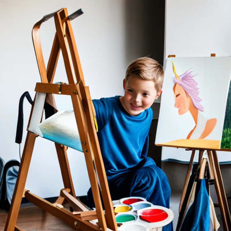 Ben painting a picture of a unicorn