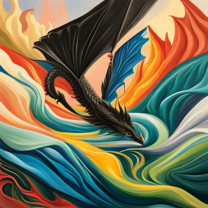 Ben's painting coming to life with dragons and animals