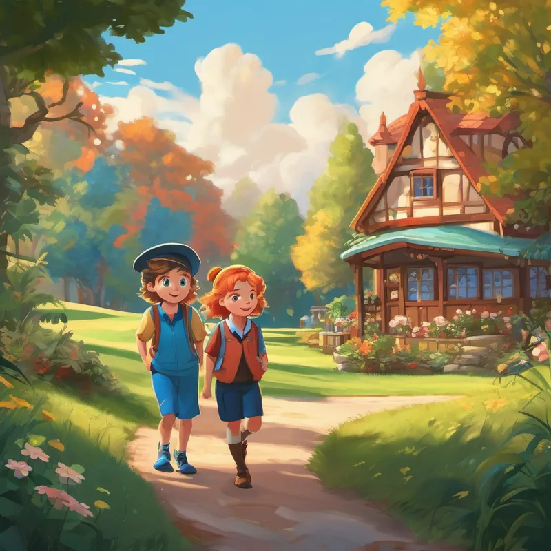 Once upon a time, in a cozy little town called Fairwayville, there were two best friends named Emma and Jack. Emma had bright blue eyes and curly red hair, while Jack had sandy blonde hair and a huge smile that would light up the room. They loved spending their days playing outside, and their favorite thing to do was explore the magical Fairwayville Forest. One sunny day, while Emma and Jack were playing hide-and-seek, they stumbled upon a beautiful golf course. Their eyes widened with wonder, and they couldn't believe their luck. Just as they were about to take their first steps onto the course, they heard a friendly voice behind them.