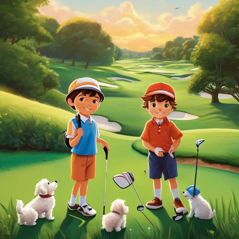 With their trophies held high, Emma and Jack stood hand in hand, feeling proud and grateful for the magical golf adventure they had shared. Coach Carl and Valentino became their lifelong friends, always ready for another day of fun and golfing. And so, every weekend, Emma and Jack continued to play golf, spreading joy and laughter throughout Fairwayville. The golf course became a special place where dreams came true, friendships blossomed, and a small white Bolognese puppy named Valentino showed that even the tiniest creatures could bring about big smiles and endless love.