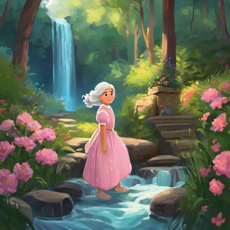 "Nonna," Sofia said, her eyes full of excitement, "I've heard about Il Mistero della Cascata Luccicante! Can you please tell me more about it?" Nonna Rosa smiled warmly and settled down beside Sofia on the bed. She began her tale, "Long ago, Sofia, there was a shimmering waterfall hidden deep within the enchanted forest. The water that flowed from it was said to have magical properties, granting wishes to those who were pure of heart."