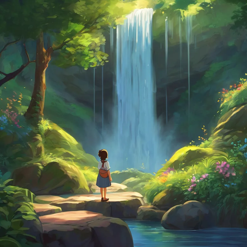 With her heart filled with purity and her purest wish in mind, Sofia approached the waterfall. She closed her eyes, took a deep breath, and wished for something special. As she turned to leave, Sofia noticed something wonderful. The waterfall had granted her wish in a way she hadn't expected. It had transformed the enchanted forest into a place of kindness, where people helped one another and friendships flourished.
