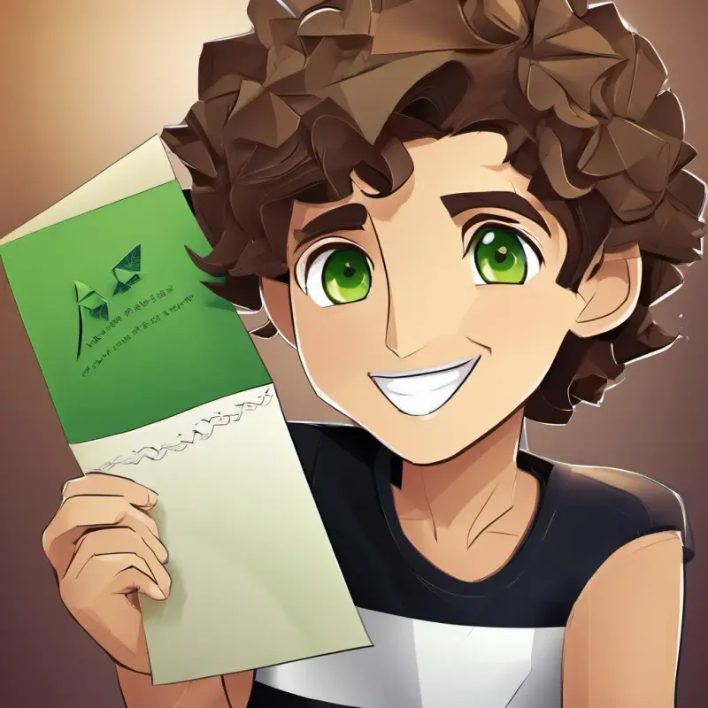 Ali's friend, playful, with green eyes, curly brown hair's return and his handing over a note to Samajhdar ladka, brown eyes, short black hair, caring smile.