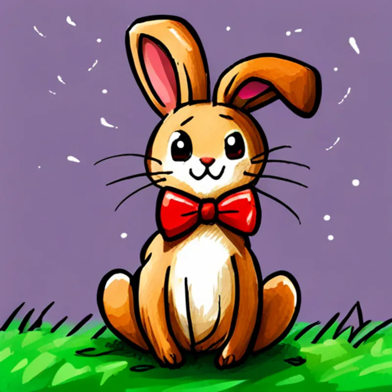 A little bunny named A little bunny with floppy ears, brown fur, and a red bowtie sitting in grass