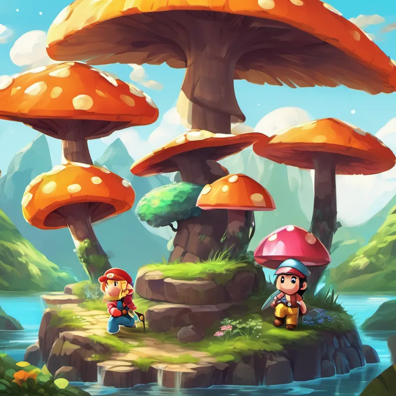 Armed with diamond swords and enchanted armor, they set out on a quest to find the magical Ender Pearls, necessary to open a portal to the dragon's stronghold. The team faced various challenges, from solving puzzles to battling fearsome creatures, but they never lost hope. Herr Lama's unmatched courage and Niki's cleverness always came in handy during difficult situations. After an exhausting journey, Elias, Jana, Herr Lama, and Niki finally collected enough Ender Pearls to open the portal. As they stepped through, they found themselves in an entirely different world, one inspired by the Super Mario games! Everything had transformed into a vibrant, colorful wonderland filled with giant mushrooms, talking flowers, and funny creatures.