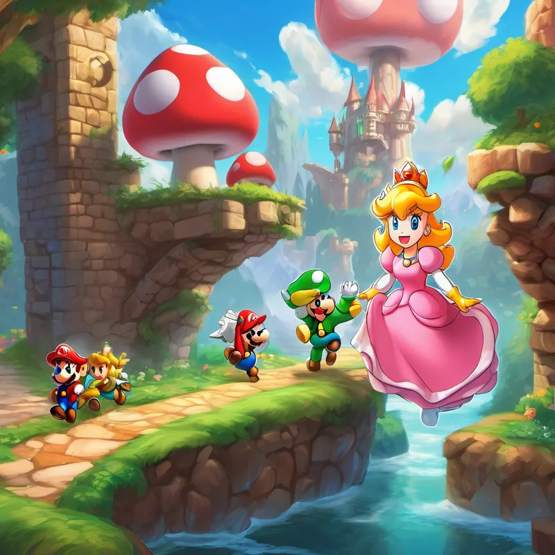 Their mission in this new world was to rescue Princess Peach, who had been captured by the mischievous Bowser. With their newfound abilities, Elias and Jana could jump high and stomp on enemies, just like Mario and Luigi. Herr Lama and Niki proved helpful once more, guiding them through treacherous obstacles and revealing hidden secrets along the way. Together, the brave team overcame challenging levels, collected golden coins, and defeated countless enemies. As they navigated through castles and forests, they rescued Princess Peach and thwarted Bowser's plans. The joyous celebration could be heard everywhere in the Mushroom Kingdom!