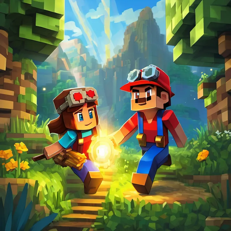 Satisfied with their heroic achievements, Elias, Jana, Herr Lama, and Niki bid farewell to the enchanting world of Minecraft and Super Mario. The magical beam of light returned, transporting them back to their cozy bedrooms. They knew that no matter where they went, their favorite games would always bring excitement and adventure, especially with the help of their loyal friends, Herr Lama and Niki. With big smiles on their faces, Elias and Jana drifted off to sleep, ready to dream about their next thrilling adventure. And so, in the world of dreams, they continued their journey into endless imagination and amazing new worlds!