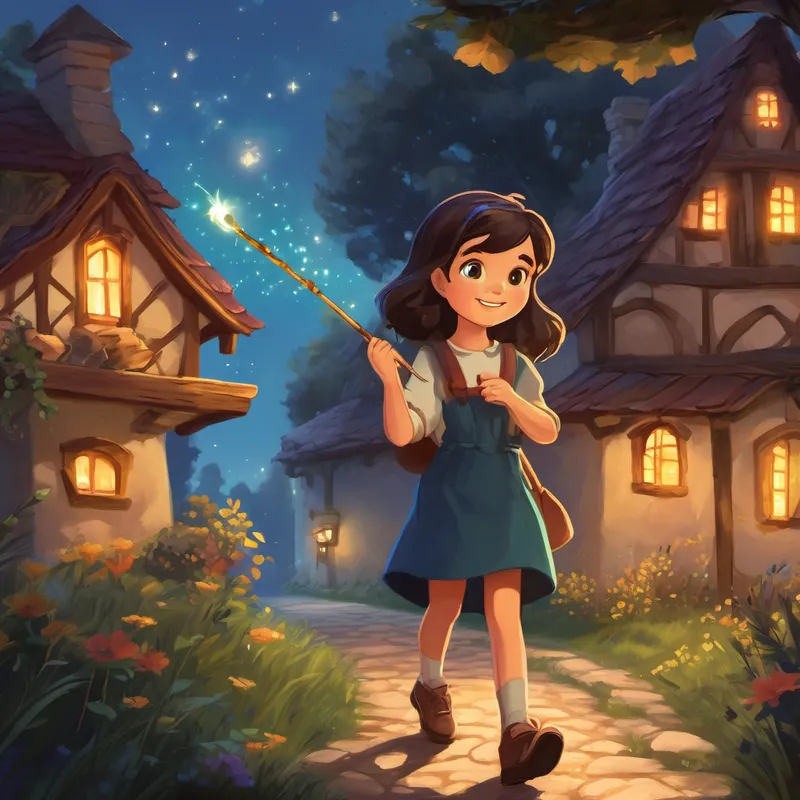 Once upon a time, in a little village, there lived a girl named Emily. She was a small but clever little witch who loved to learn new spells and enchantments. One day, Emily's curiosity got the best of her, and she decided to go on an adventure to discover a brand new spell. Excitedly, Emily packed a small bag with her magic wand, a spellbook, and some snacks for her journey. As she set off, she couldn't help but wonder what magical enchantment she would stumble upon.