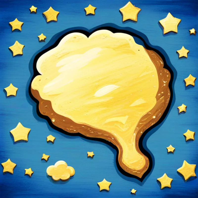 A grain of sand with a thought bubble filled with stars