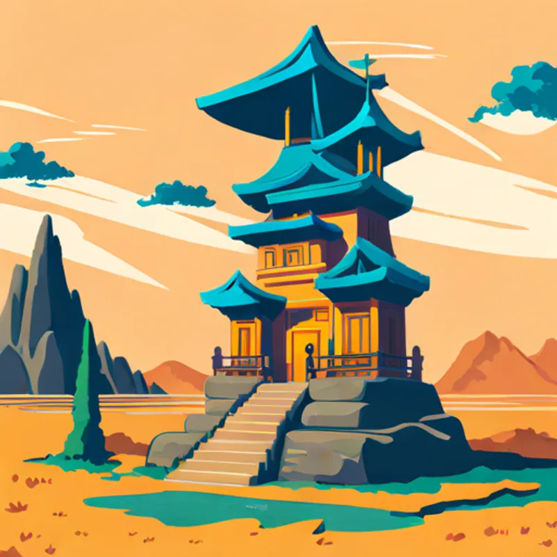 Sam colors the key gold and the temple with warm colors