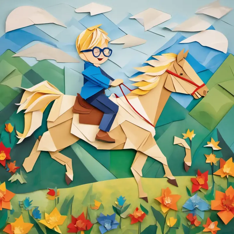 Konstantin happily mounted the horse's back, holding on tight and laughing out loud as they galloped and gambolled through the meadow, feeling the wind in his fur and his heart beating with joy.