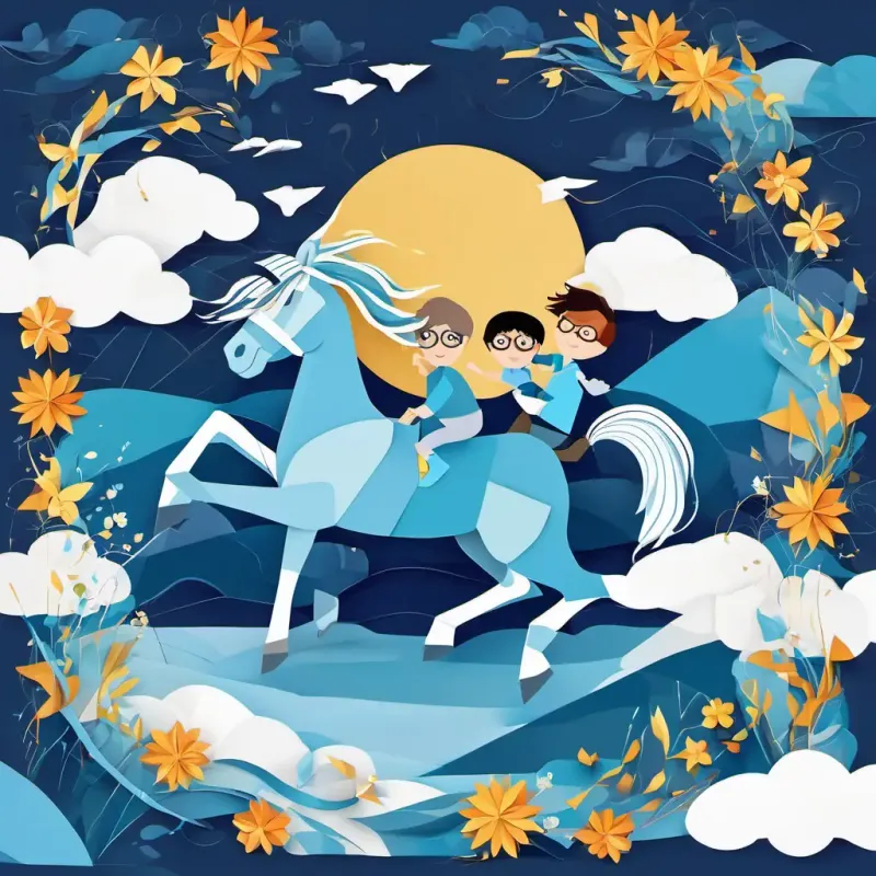 The horses leaped over fences, splashed through a stream, and twirled in a circle, making Konstantin's dream come true. Finally, they slowed down and stopped, leaving Konstantin feeling like he was on top of the world.