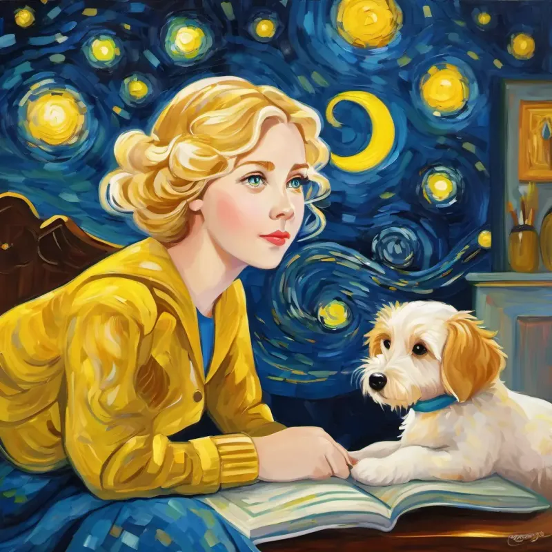 Sweet girl, short frizzy blonde hair, helpful, bright eyes doesn't want to sleep, she wants to play.