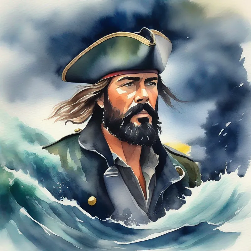 Captain Jack sailing through stormy seas and facing challenges.