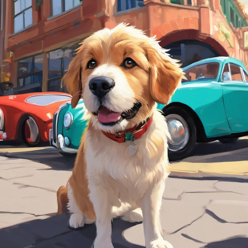 But no luck came Bentley's way. People would pat his head and say, "You're such a good boy, Bentley!" but then they would walk away without taking him with them. Bentley never stopped wagging his tail, even though his heart felt a little sad. One sunny afternoon, as Bentley wandered through the streets of town, a loud noise caught his attention. He followed the sound and discovered a colorful fairground. Excitement filled his heart as he saw children laughing and families enjoying their time together. Bentley knew this was the perfect opportunity to find his forever home.