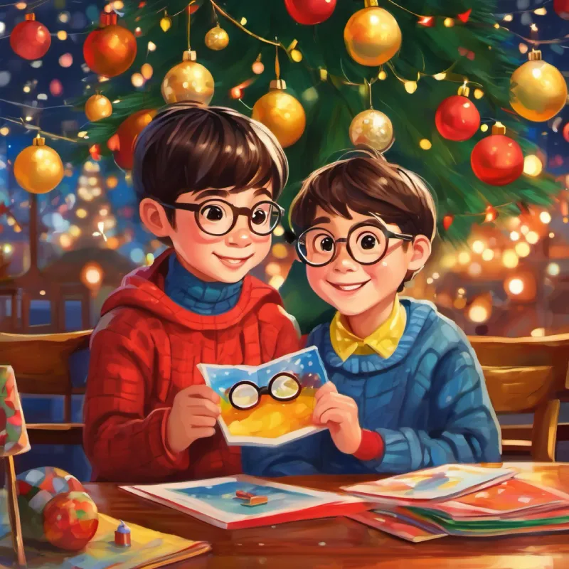 The competition day, kids with their artwork, including Small-eyed, plump, glasses, pimples, a smile that's bright and warm.