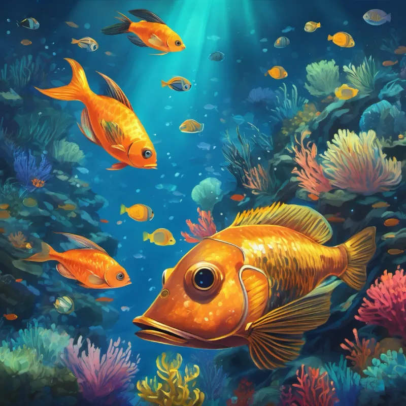 The deep-sea dive reveals diverse fish and sea life.