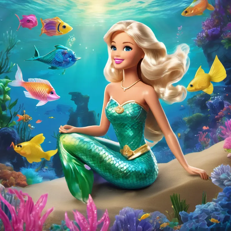 As the day turned into night, Barbie said her goodbyes to Marina and Captain Finley, promising to return to the magical underwater world someday. She swam back to the shore, where the waves gently carried her to the sandy beach.  Barbie lay on the soft sand, gazing at the stars twinkling above her. With a contented smile, she knew that no matter where her adventures took her, she would always cherish the memories of her magical mermaid adventure. And as she closed her eyes, Barbie drifted off to sleep, knowing that dreams of the ocean would always fill her heart with joy and wonder.