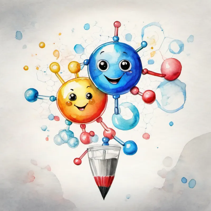 Happy glucose molecule, transparent, with smiling face and bright blue eyes is in the bloodstream heading towards a cell.