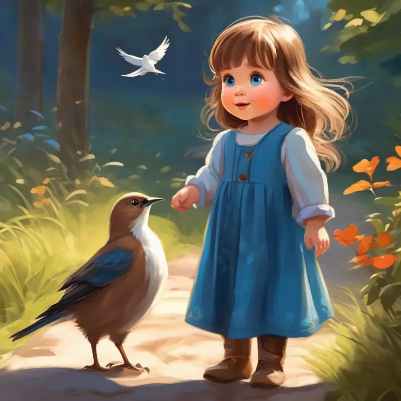 Coco greets a bird.