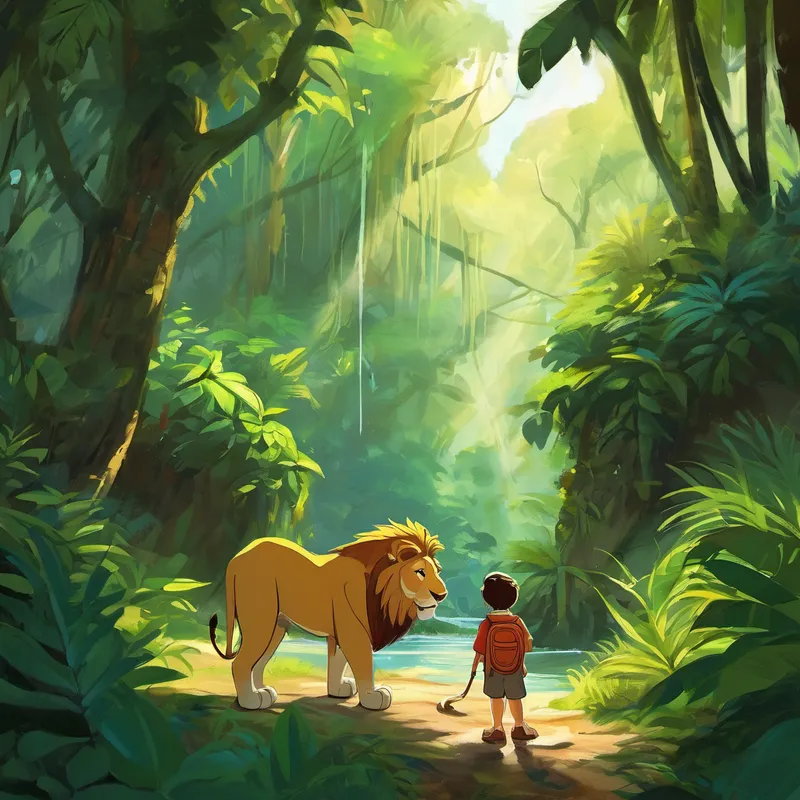 In the deep, dense jungle, where the wild creatures roam,
There lived a brave little boy, who called this place his home.
His name was Jack, just ten years old and full of glee,
And by his side always, a loyal lion named Lee. A is for Adventure, they sought every day,
Exploring the jungle, in their fearless play.
B is for Bravery, Jack showed with no fear,
With Lee by his side, there was nothing to fear.