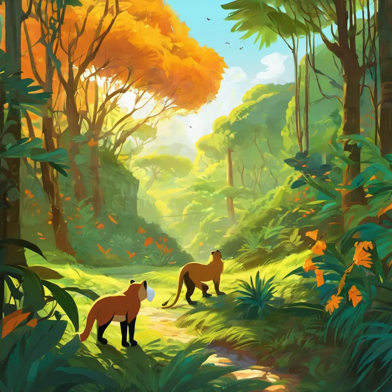 O is for Openness, their friendship grew,
Sharing thoughts and dreams, creating something new.
P is for Playfulness, the games they would play,
Chasing their shadows in the golden sun's ray. Q is for Quests, in the heart of the jungle,
They explored every corner, with curiosity humble.
R is for Roar, Lee's powerful might,
A sound that would echo through the day and the night.