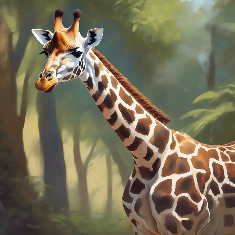 Giraffe with a long neck and spots