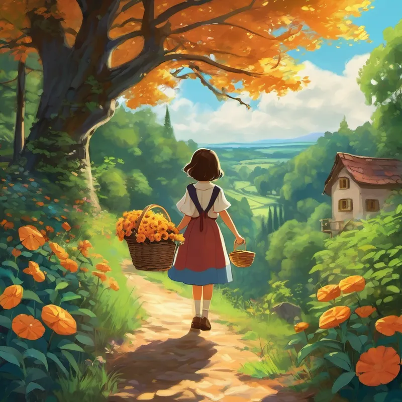 Once upon a time, in a small village nestled on the edge of a vast enchanted forest, lived a young girl named Emma. Emma was a curious and adventurous 14-year-old who loved exploring nature and the wonders it held. She had a kind heart and had a special affinity towards flowers. One sunny afternoon, Emma decided to venture into the neighboring forest to pluck flowers for her beloved grandmother. She knew the forest was vast and filled with hidden treasures, but she was not afraid. Emma was armed with a small basket, excitement bubbling within her as she began her journey.