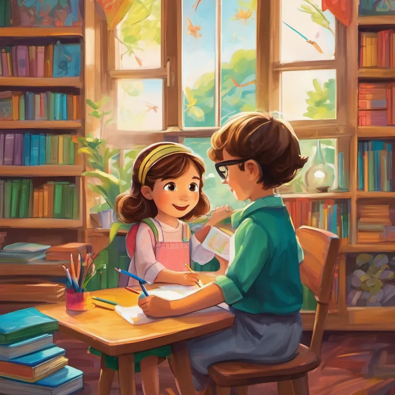 As the days went by, Lily and Alex spent more time together, helping each other learn and play. They would sit side by side, their colorful pencils scribbling on papers. But, sometimes, they faced difficulties with their phonics. They had trouble remembering how to read certain words and mix-ups happened regularly. One evening, Lily had a brilliant idea. She thought to herself, "What if we create a storybook together? We can learn about phonics while having fun!" Lily went home and borrowed her mom's vibrant markers, glue, and scissors. She was ready to dive into this exciting project with Alex.