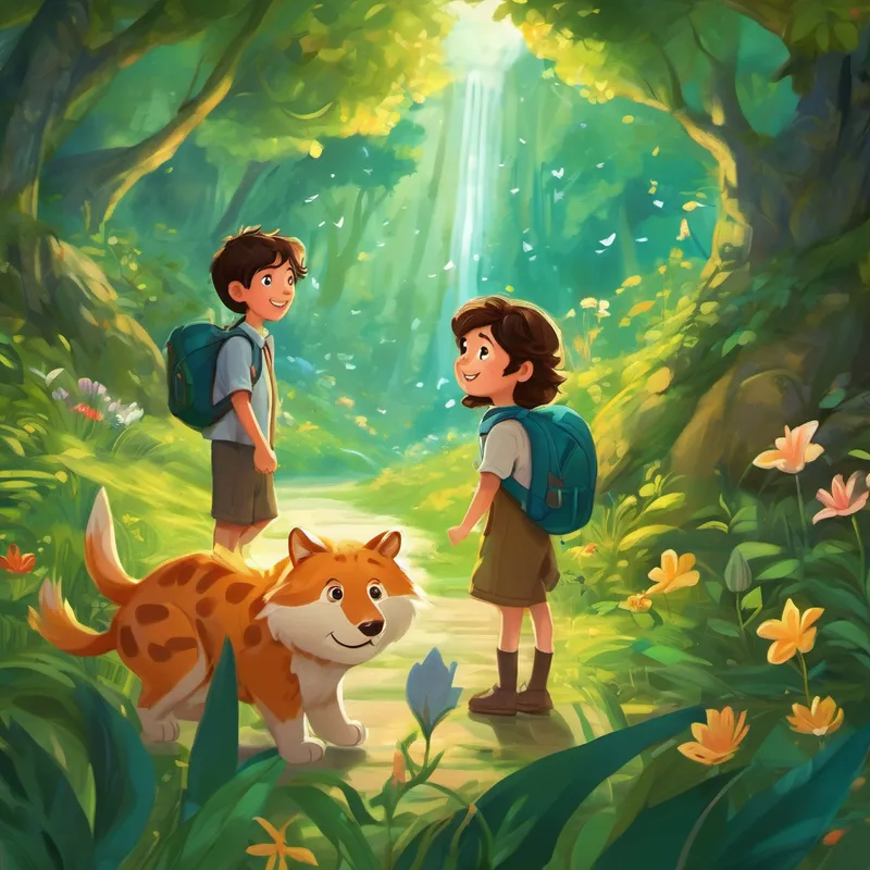 The next day at school, Lily shared her idea with Alex. Eyes shining with excitement, he agreed eagerly. "What kind of story should we create?" he wondered. Lily smiled and said, "Let's make a story about two friends who embark on an adventure and learn about phonics along the way!" Together, they brainstormed and came up with an enchanting tale about two adventurous friends named Leo and Max. Leo and Max loved playing in a magical forest, surrounded by talking animals and friendly fairies.