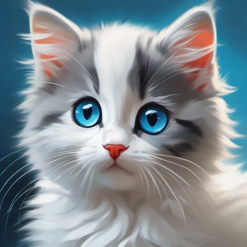 Kitten with white fur and blue eyes