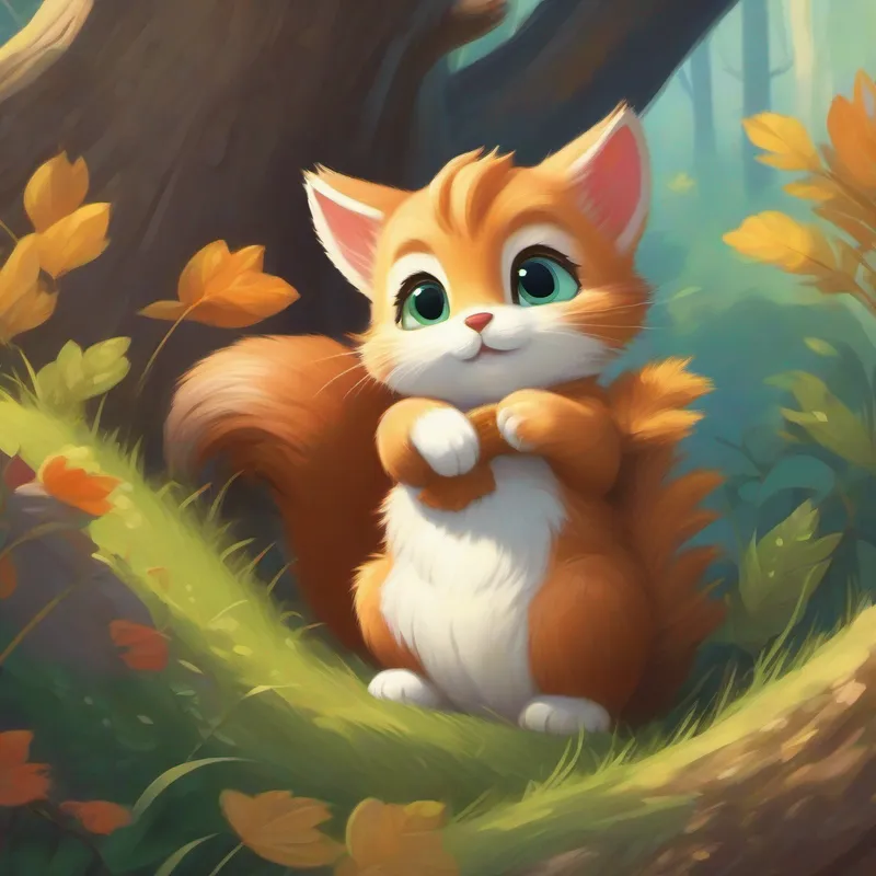 Kitten hugging a squirrel