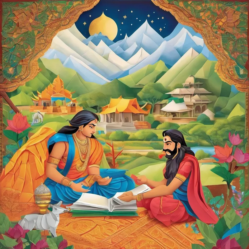 Once upon a time, in a small village in India, lived a curious and bright young boy named Arjun. Arjun loved listening to stories, especially the ancient epic tales from the land of India. His favorite story was the Ramayana, a tale of adventure, courage, and devotion. Every night, Arjun would gather with his family under the starry sky and listen to his grandmother narrate the fascinating story of Ramayana. It was during these storytelling nights that Arjun's curiosity soared even higher. He wanted to know everything about Rama, Sita, Hanuman, and the epic journey they embarked upon.