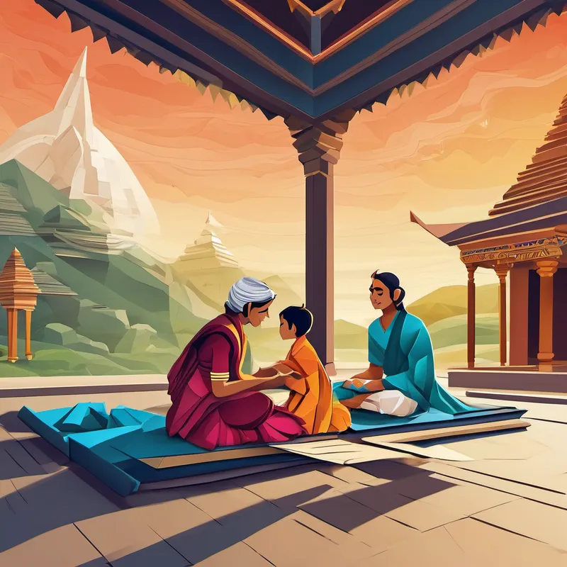 One evening, after the storytelling session, Arjun couldn't contain his excitement any longer. He went up to his grandmother, who was sitting on a wooden rocking chair, and asked, "Dadi, can you teach me more about the Ramayana? I want to know everything about Rama and his adventures." His grandmother looked at him with a smile and said, "Arjun, you are a curious young lad. Your love for knowledge and eagerness to learn is commendable. I'll tell you what, why don't you visit the nearby temple tomorrow? There, you will find a wise sage who has studied the Ramayana extensively. Maybe he can satisfy your curiosity."