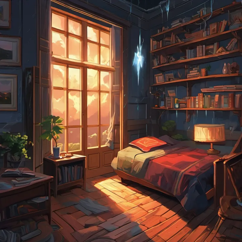 That night, a storm raged outside, matching the storm that brewed within Ted's tormented heart. The thunder boomed, and rain fiercely pounded against the windows. Each crack of lightning illuminated Ted's room, casting eerie shadows on his walls. While the storm raged on, Ted consumed himself with courage and determination. He made a promise to himself that he would break free from the clutches of his broken home. He knew his path would not be easy, but he refused to let the darkness define his destiny.