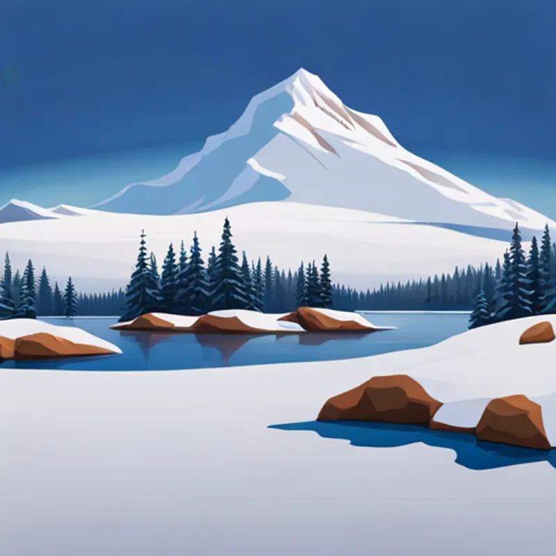 Snowy month with an icy landscape