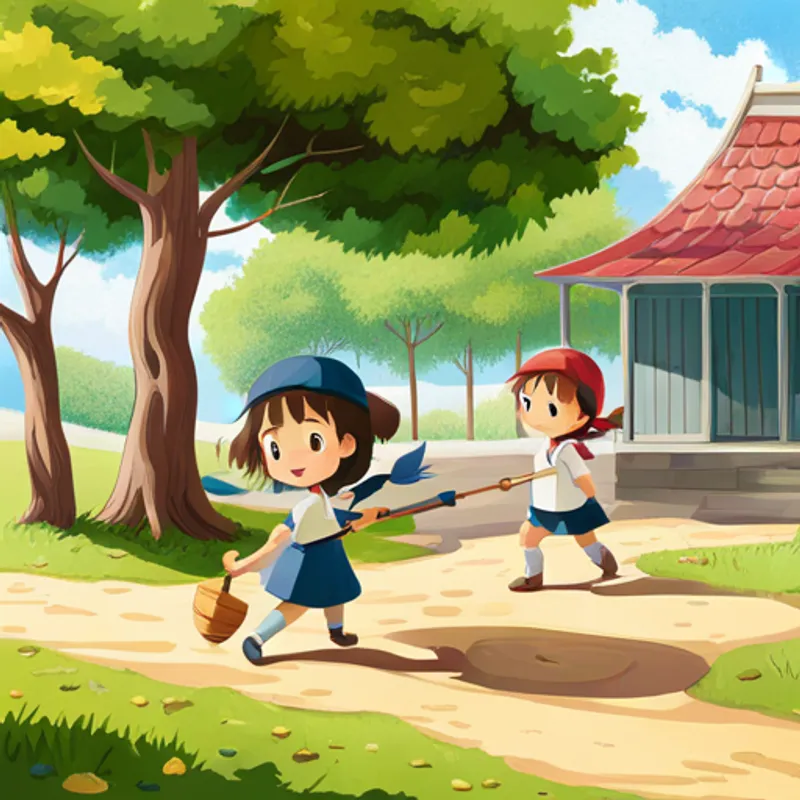 girlren playing outside under the sun