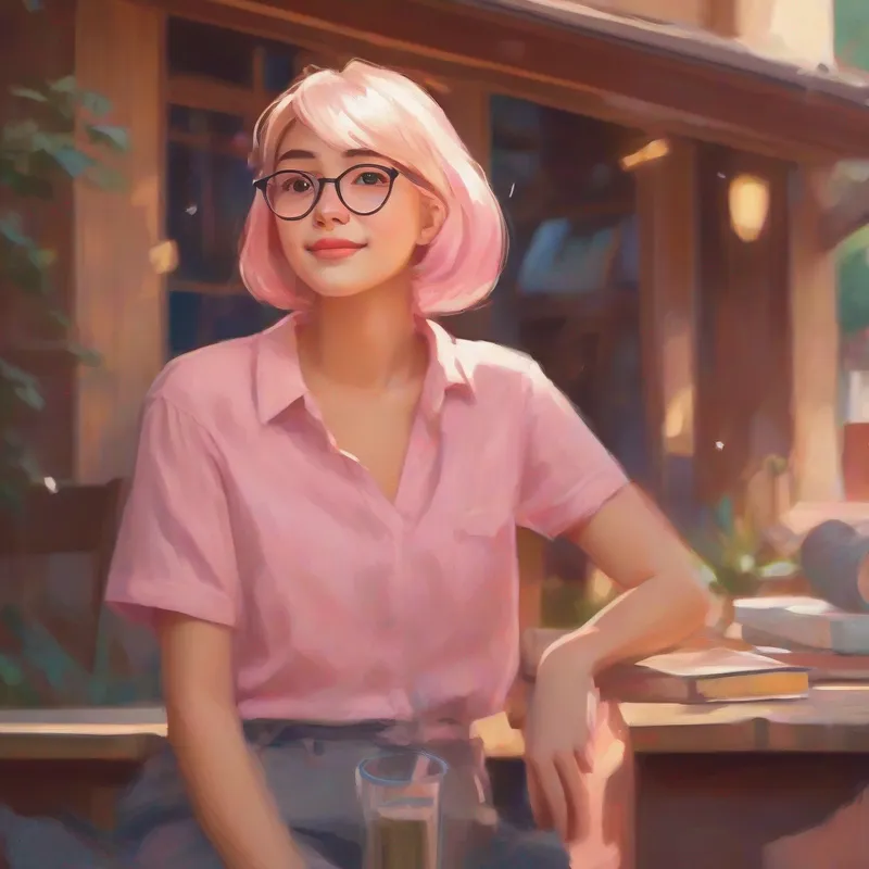 Long dark hair, pink glasses, caring smile and Short blonde hair, freckles, determined expression talking to their parents