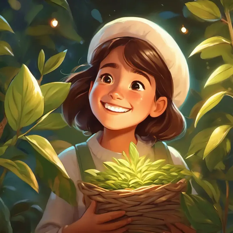 A joyful girl with twinkling brown eyes and a big smile trying different ways to make the seed grow, feeling puzzled and determined.