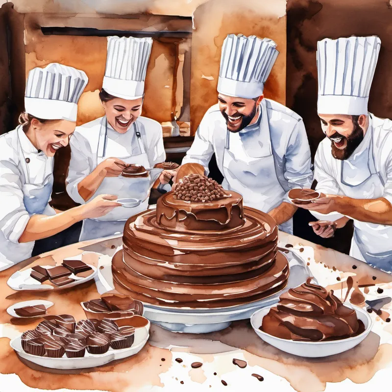 The team celebrating the success of their chocolate creation