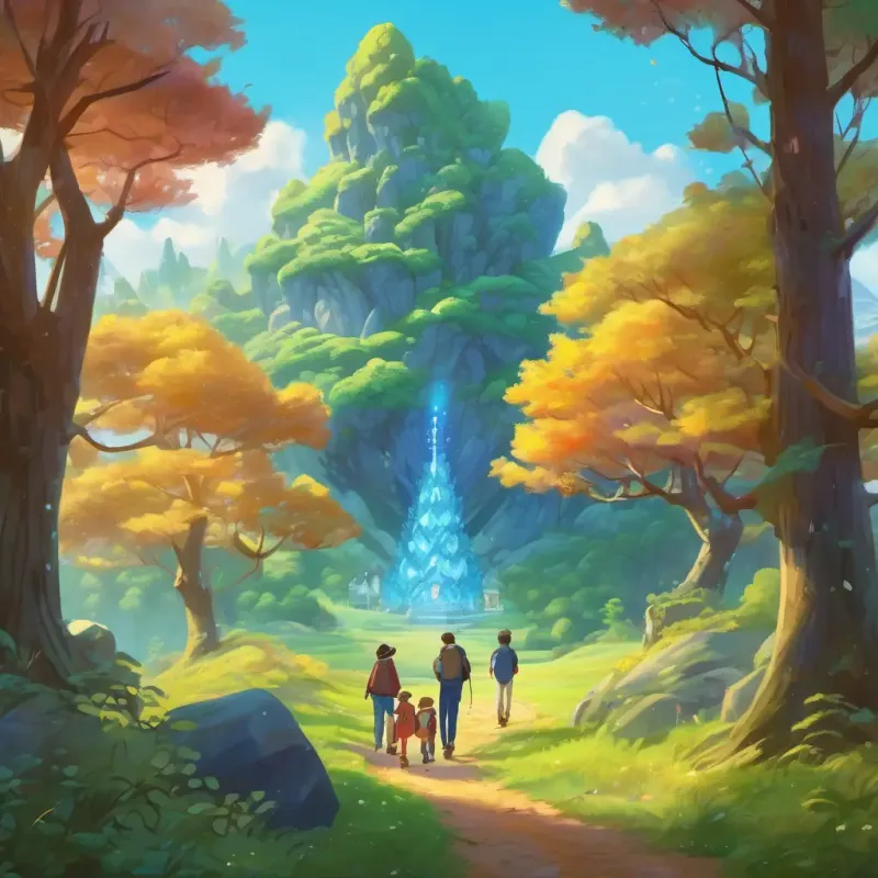 Family follows the map to a clearing, crystal tree