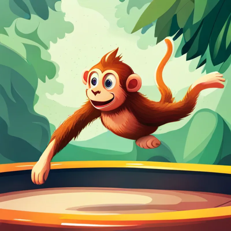 Monkey bouncing on a trampoline